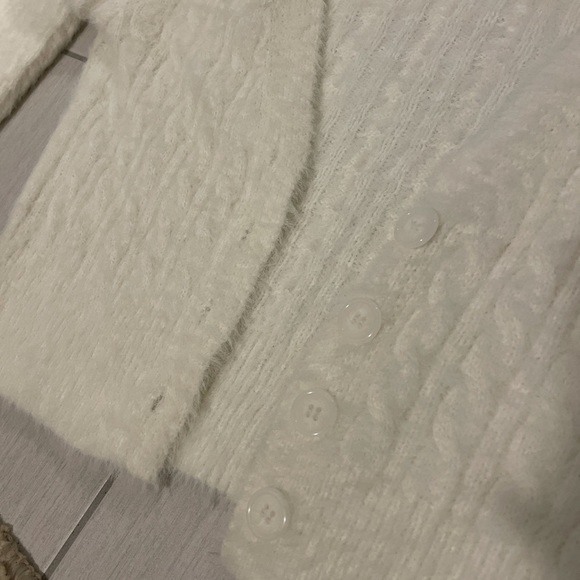 Garage fuzzy white sweater/cardigan in small - Picture 2 of 3